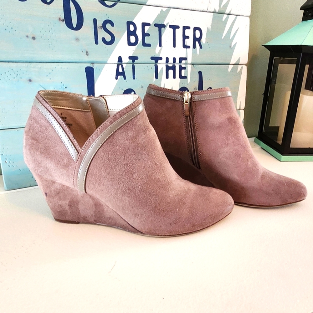 Suede Wedge Ankle Boots